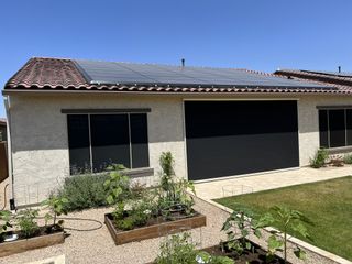 House Backyard with Tesla Solar Panels