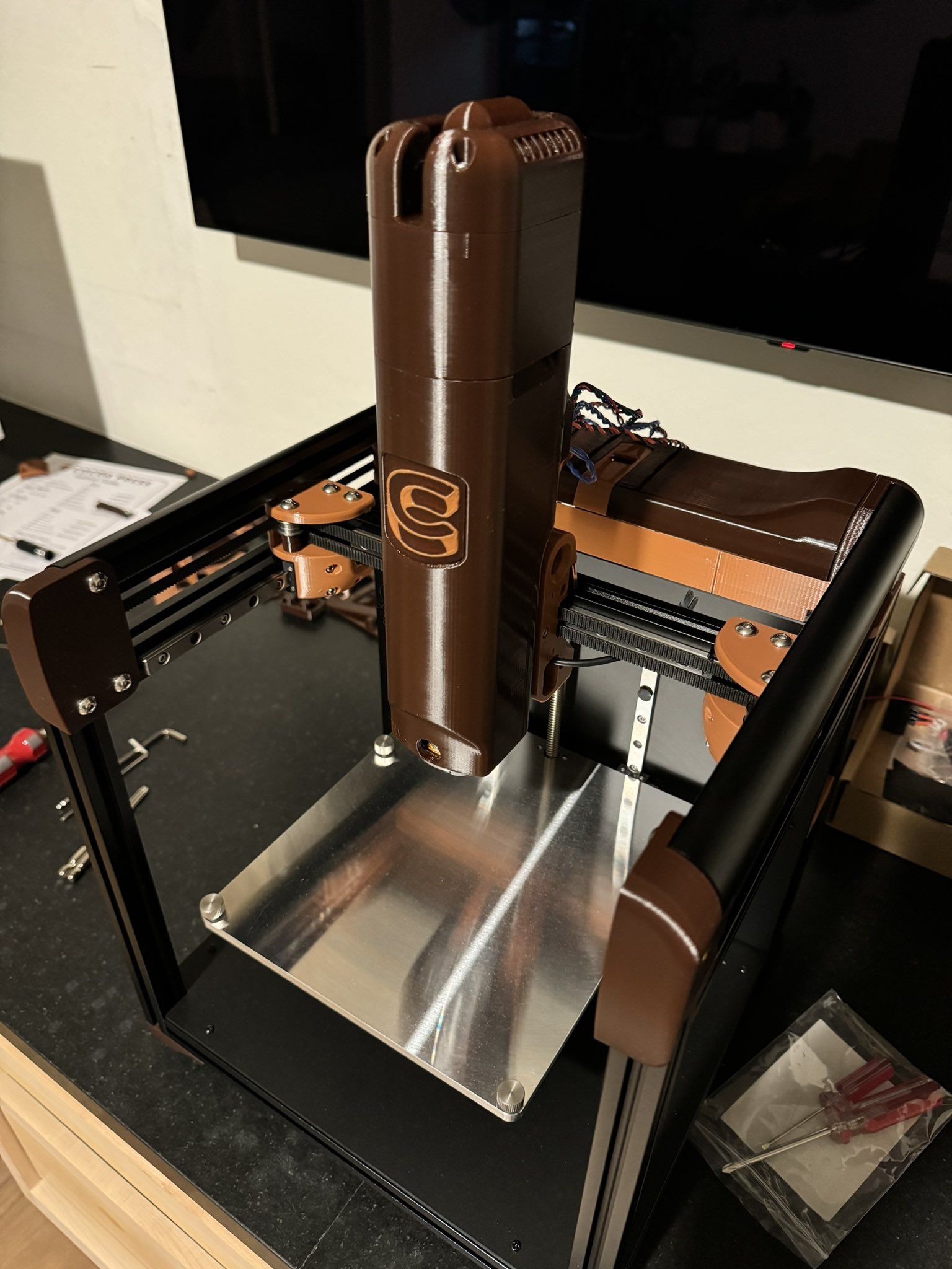 Cocoa Press viewed from above showing assembly progress