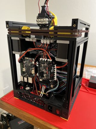 Voron 0 back electronics panel with wiring