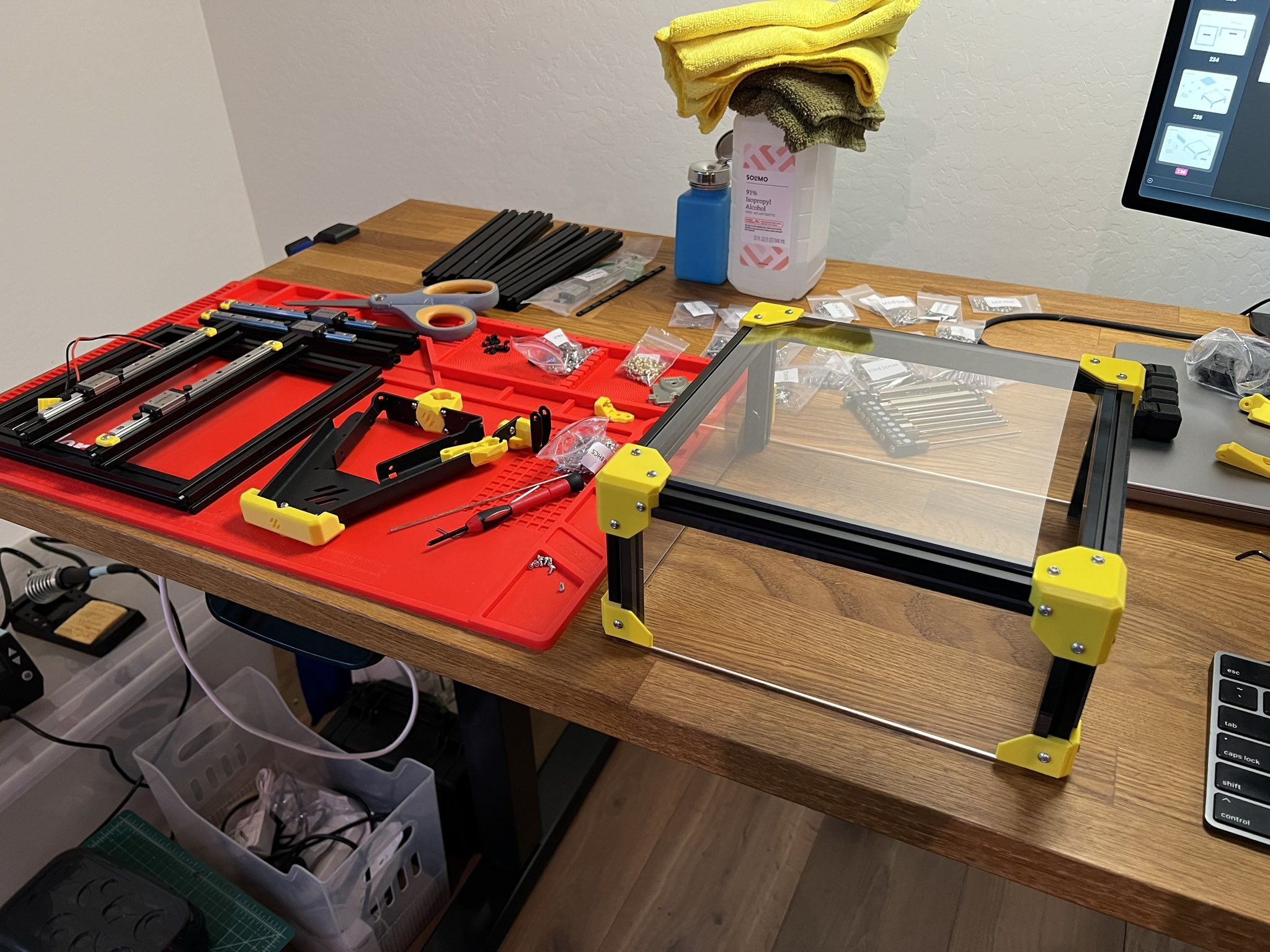 Voron 0 top hat enclosure laying on a desk