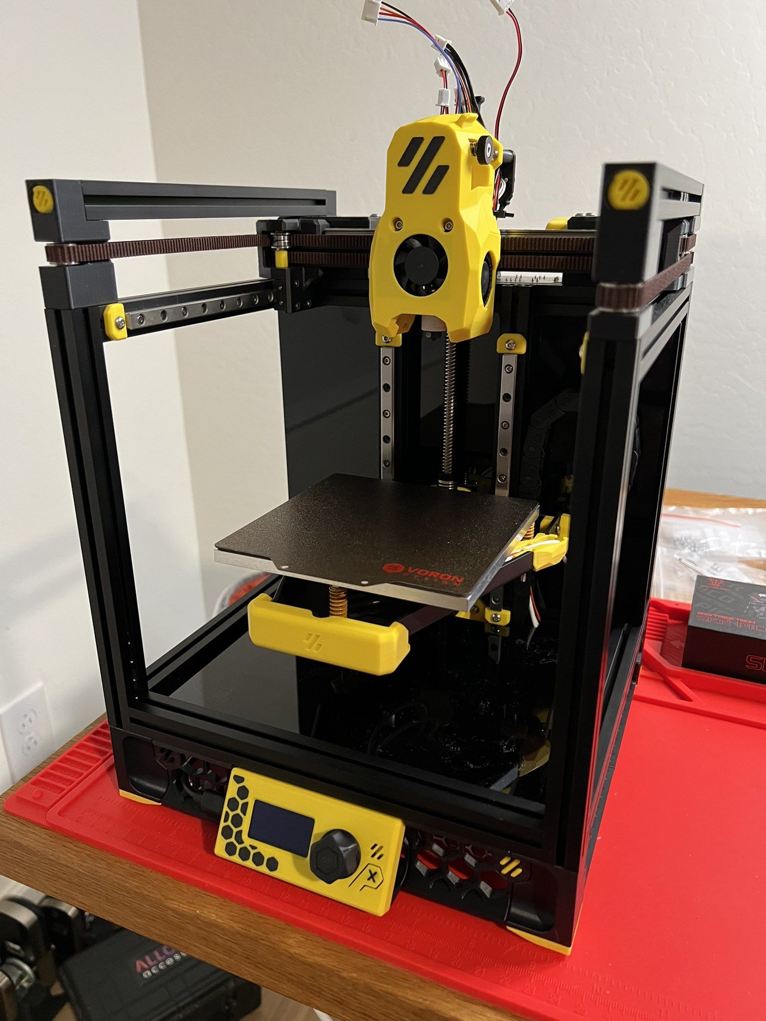 Voron 0 front view showing toolhead wiring
