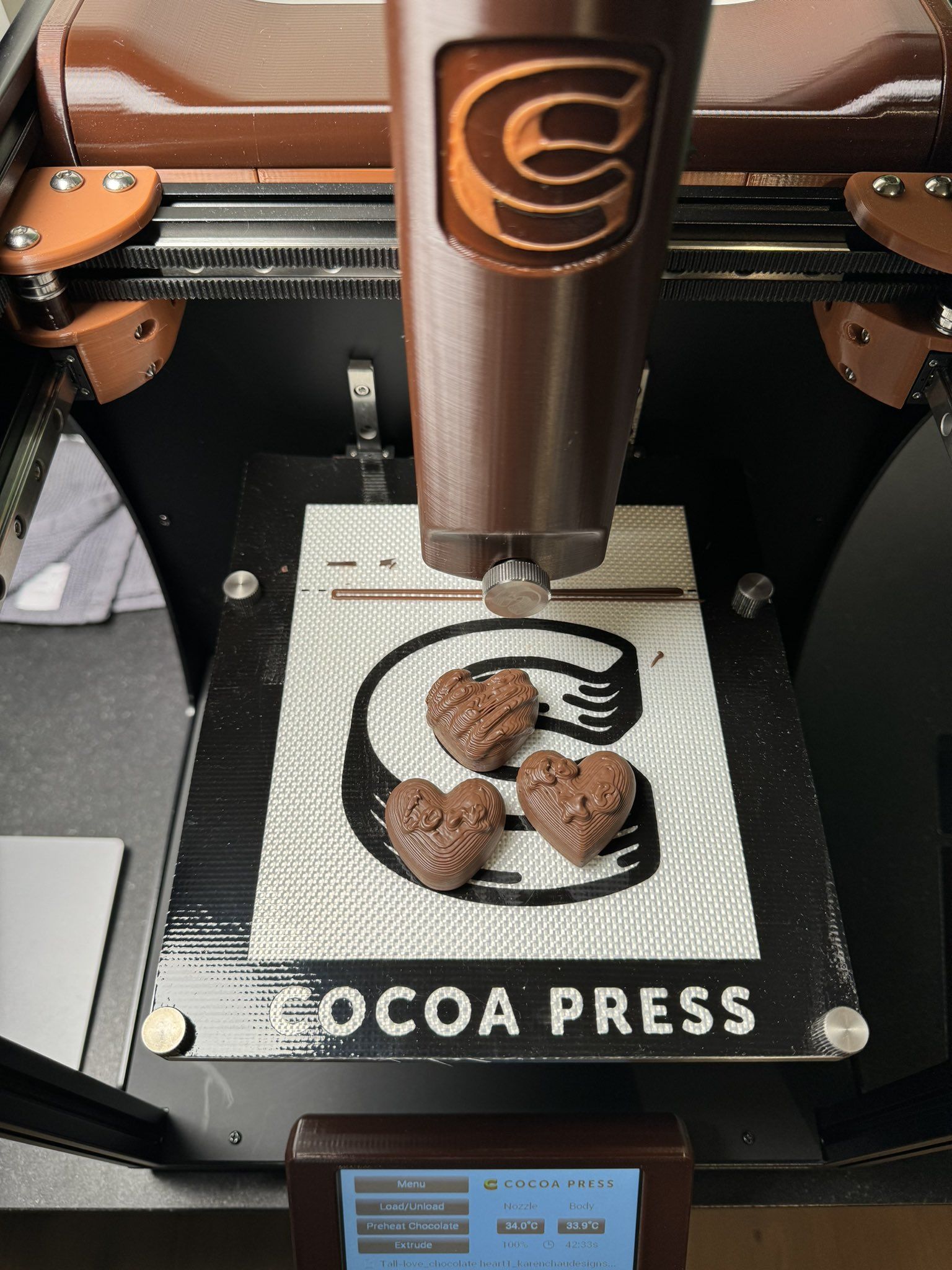 Karen Chau's chocolate hearts viewed from above